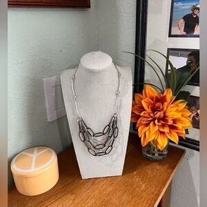 New Premier Designs Simplicity Silver & Black Multi Strand Necklace #PDNK1
